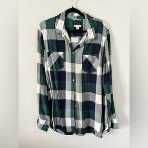 Merona Men's Green and White Checkered Shirt